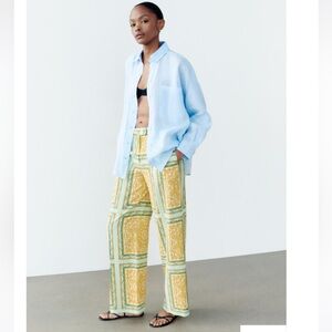 Zara scarf print linen blend Trousers